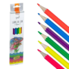 Lápis de cor sextavado em madeira 6 Cores Neon BRW