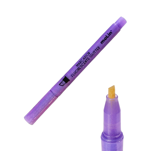 Marca texto Fluorescente Glitter 1 unid Lilás Molin - Image 2