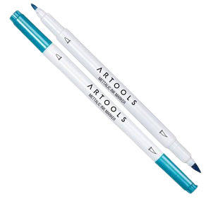 Marcador Metálico Artools Ponta Dupla Brush e fine 8 cores - Image 7