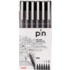 Estojo canetas Nanquin Uni Pin - 200 Preta 6 pontas Uni-Ball