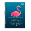 Caderno Colegial 1 matéria Tilibra Aloha flamingo brilho